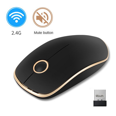 Novi 2.4G bežični miš 1600DPI Ergonomski optički miš za isključivanje zvuka Prijenosni računalni miš Gaming miš Uredski prijenosni miš bežični