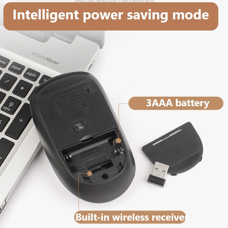 Nauja 2.4G belaidė pelė 1600DPI Ergonomiška optinė nutildymo pelė Nešiojama kompiuterio pelė Žaidimų pelė Biuro nešiojamojo kompiuterio belaidė pelė