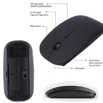 Безжична Bluetooth мишка Аксесоар за лаптоп Компютърни мишки за игри 1600 DPI 2.4 Ghz Ултратънки ергономични преносими мишки за лаптоп