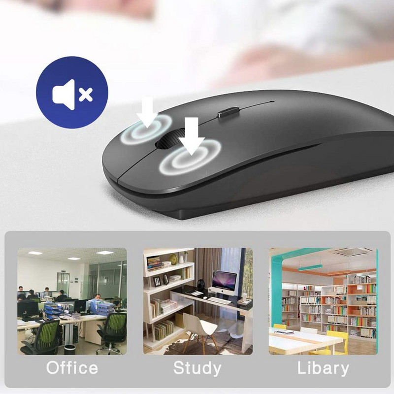 Vezeték nélküli Bluetooth egér Laptop kiegészítő Számítógépes játék egerek 1600 DPI 2,4 Ghz Ultravékony, ergonomikus hordozható egerek notebookhoz