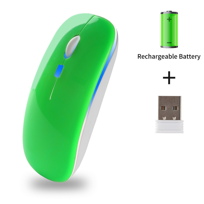 2.4G USB bežični miš Gaming Miš s tihim punjenjem s LED pozadinskim osvjetljenjem Punjivi ergonomski Mause Laptop PC miševi za računala