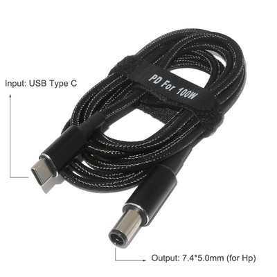 45W 65W 90W 100W USB Type C PD uzlādes kabeļa vads USB C spraudnis pārveidotājs uz klēpjdatora barošanas adaptera savienotājs universālajiem klēpjdatoriem