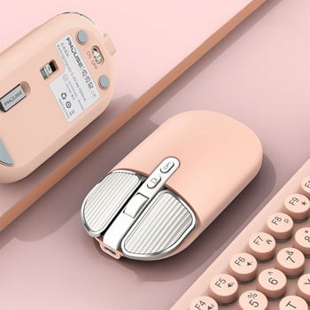 Ασύρματο ποντίκι Bluetooth Dual-mode Mute Girl Χαριτωμένο ροζ φορητό υπολογιστή Tablet Office Home Επαναφορτιζόμενο Μίνι ποντίκι μόδας εξαιρετικά λεπτό