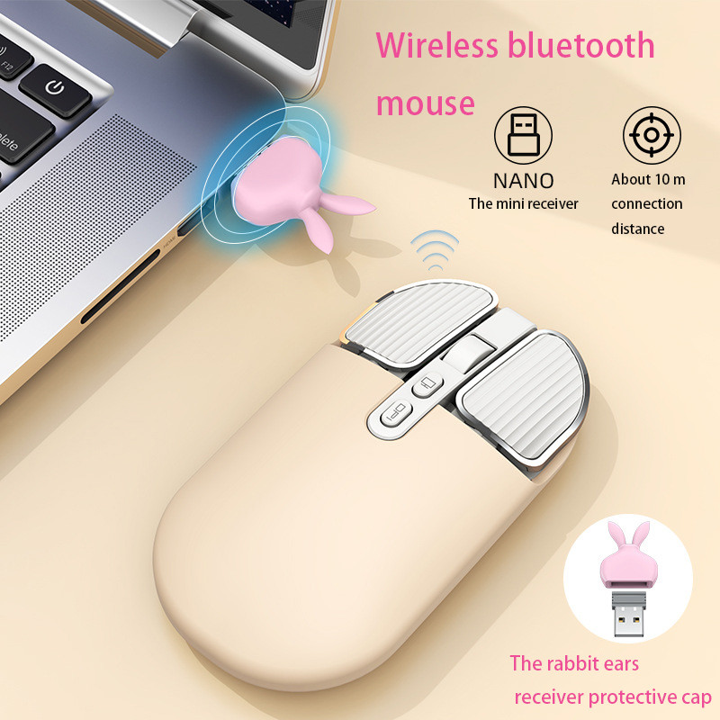 Bežični miš Bluetooth Dual-mode Mute Girl Slatka ružičasta Laptop Tablet Uredski kućni punjivi modni ultratanki mini miš