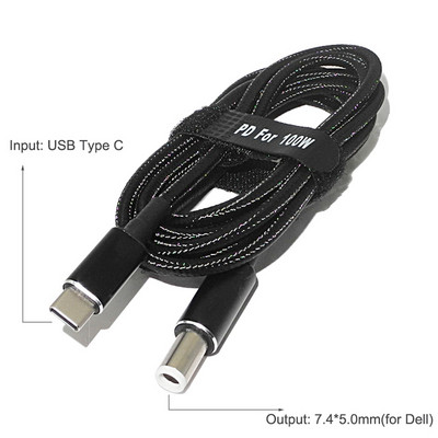 100 W USB C tipa klēpjdatora strāvas adapteris uzlādes kabelis vads līdzstrāvas ligzdas spraudnis Dual E-Mark mikroshēmas pārveidotājs Hp Asus Lenovo Dell klēpjdatoriem