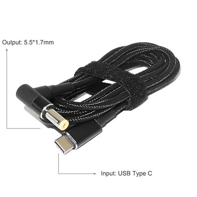 100 W USB C tipa klēpjdatora strāvas adapteris uzlādes kabelis vads līdzstrāvas ligzdas spraudnis Dual E-Mark mikroshēmas pārveidotājs Hp Asus Lenovo Dell klēpjdatoriem