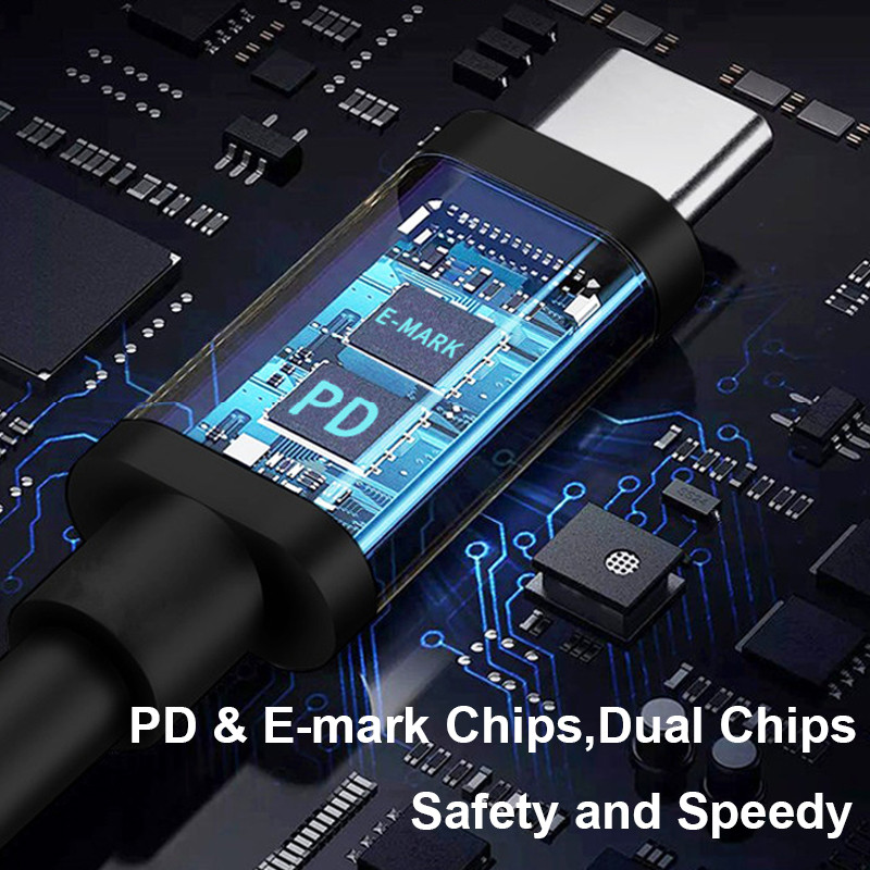 100 W USB C tipa klēpjdatora strāvas adapteris uzlādes kabelis vads līdzstrāvas ligzdas spraudnis Dual E-Mark mikroshēmas pārveidotājs Hp Asus Lenovo Dell klēpjdatoriem