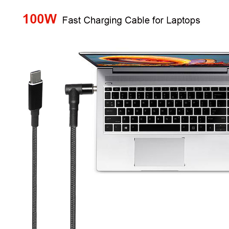 100 W USB C tipa klēpjdatora strāvas adapteris uzlādes kabelis vads līdzstrāvas ligzdas spraudnis Dual E-Mark mikroshēmas pārveidotājs Hp Asus Lenovo Dell klēpjdatoriem