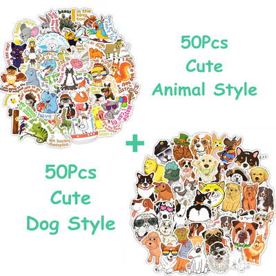50/100 KOM. Slatki pas Životinje Naljepnice za prijenosna računala Smiješne crtane poslovice Životinjske naljepnice DIY Notebook Gitara Hladnjak Računalo Telefon Naljepnice
