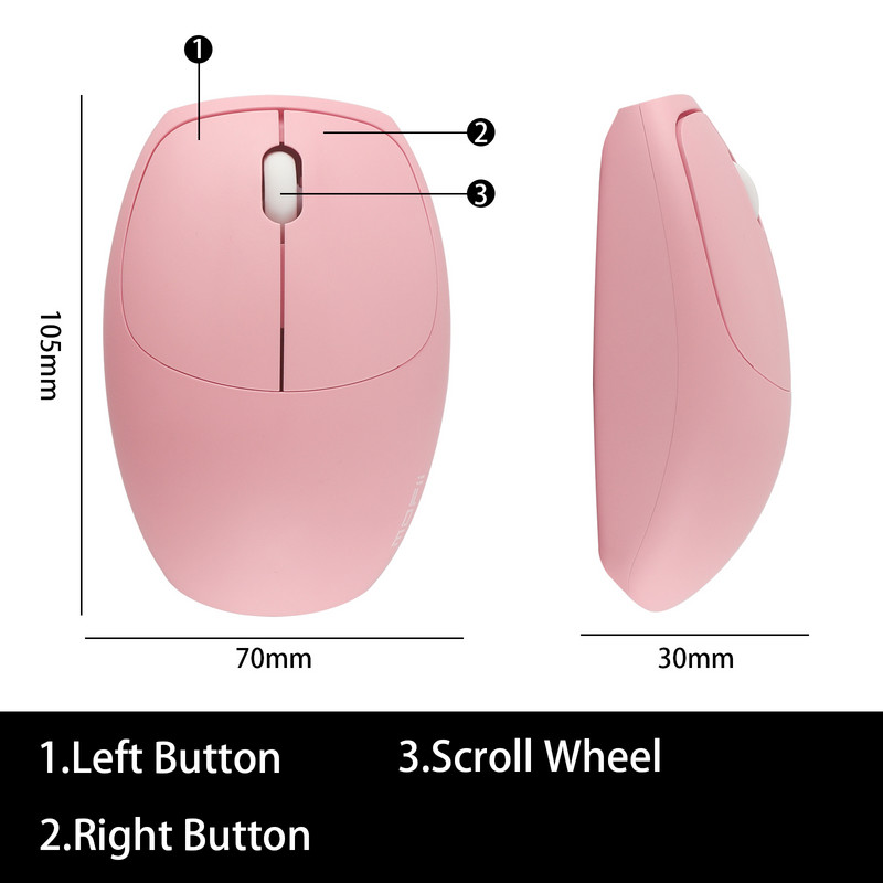 2.4G Ασύρματο ποντίκι USB Ποντίκι υπολογιστή Μίνι μπαταρία Εργονομικό Mause Οπτικό αθόρυβο ποντίκι υπολογιστή σίγαση ποντικιού Office Pink για φορητό υπολογιστή