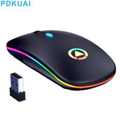 Mouse fără fir Bluetooth 5.0 cu lumină RGB reîncărcabilă prin USB pentru computer, laptop, computer, Macbook, gamer, 2,4 GHz, LED portabil