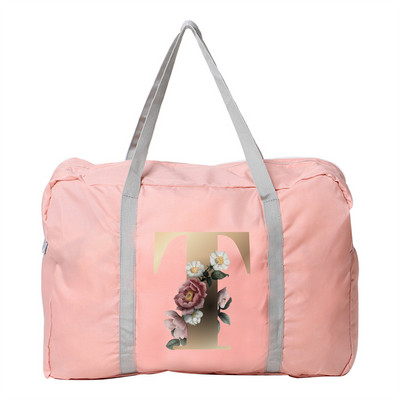 Geanta de mana Femei Geanta de voiaj in aer liber Fermoar pliabil Organizator de mare capacitate Imprimare cu litere aurii Accesorii pentru depozitare bagaje Genti