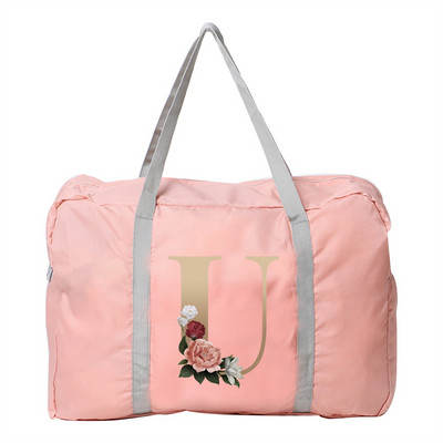 Geanta de mana Femei Geanta de voiaj in aer liber Fermoar pliabil Organizator de mare capacitate Imprimare cu litere aurii Accesorii pentru depozitare bagaje Genti