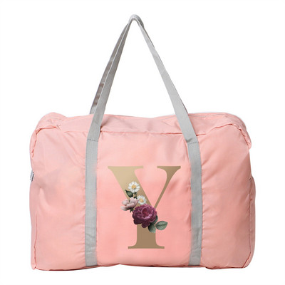 Geanta de mana Femei Geanta de voiaj in aer liber Fermoar pliabil Organizator de mare capacitate Imprimare cu litere aurii Accesorii pentru depozitare bagaje Genti