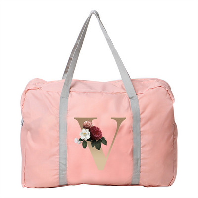 Geanta de mana Femei Geanta de voiaj in aer liber Fermoar pliabil Organizator de mare capacitate Imprimare cu litere aurii Accesorii pentru depozitare bagaje Genti