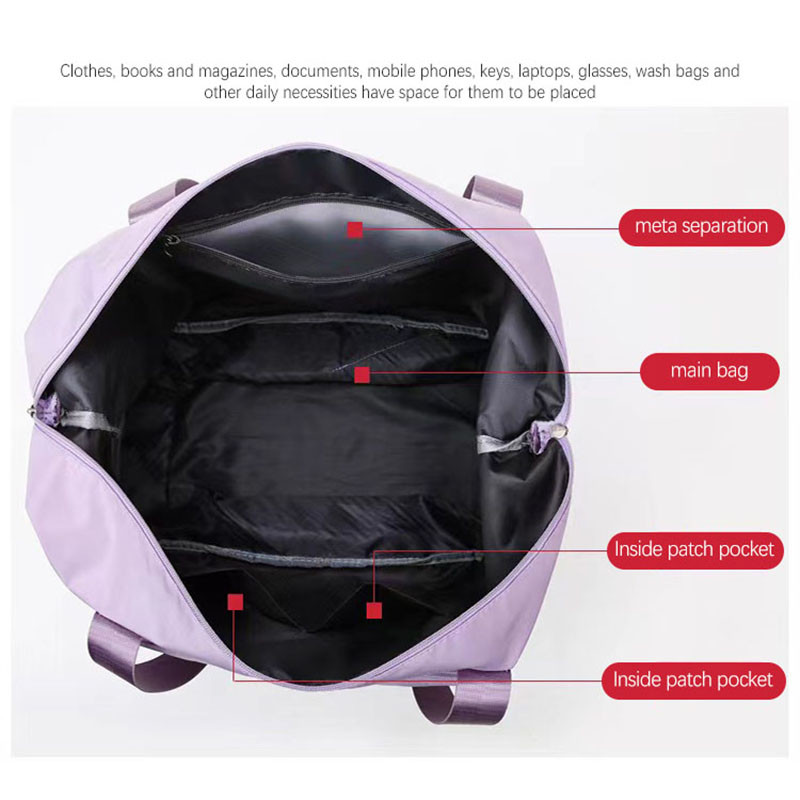 Ženska putna torba, jednobojna velika torba za rame, višenamjenska torba za odvajanje suhe i mokre stvari, sportska torba za ručnu prtljagu
