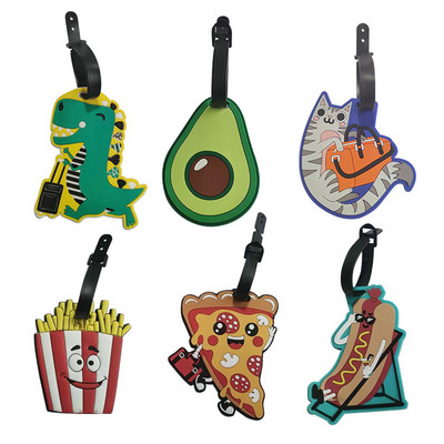 Travel Luggage Tag Silicone Cartoon Cute Fruits Food Animal Style Suitcase Tags Name Address Holder Baggage Boarding Tags Label