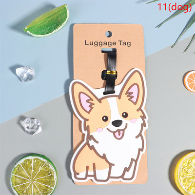 1kom Creative Travel Accessorie Oznaka za prtljagu Creative Corgi & Cat kovčeg Modni stil Silikonska prijenosna putna naljepnica Putni dio