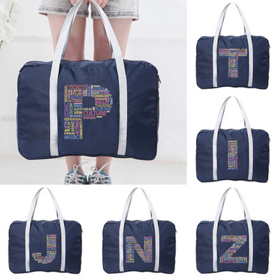 Τσάντα ταξιδιού Unisex Πτυσσόμενη τσάντα Duffle Organizers Μεγάλη χωρητικότητα Συσκευασία Φορητή Κείμενο 26 Letter Όνομα τυπωμένη τσάντα αποσκευών