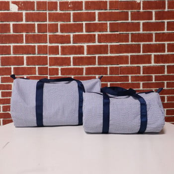 Kids Toddler Seersucker Duffle Navy/μωβ Ριγέ Προσωποποιημένη Baby Duffle Μικρότερο μέγεθος για Παιδικά Δώρα Ταξιδιωτική Τσάντα Weekender