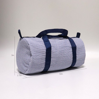 Kids Toddler Seersucker Duffle Navy/μωβ Ριγέ Προσωποποιημένη Baby Duffle Μικρότερο μέγεθος για Παιδικά Δώρα Ταξιδιωτική Τσάντα Weekender