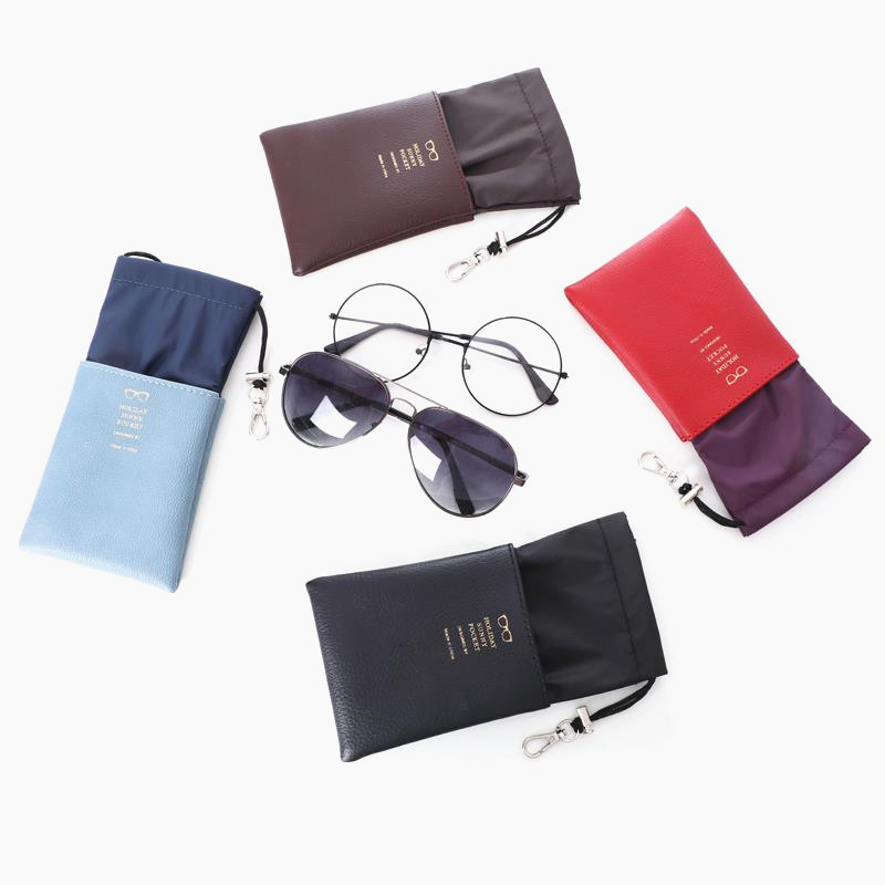 Kelioniniai Aksesuarai Akinių dėklas PU sutraukiamas akinių dėžutės maišeliai akiniams dideliems akiniams nuo saulės Vyrams moterims akinių laikymo maišelis