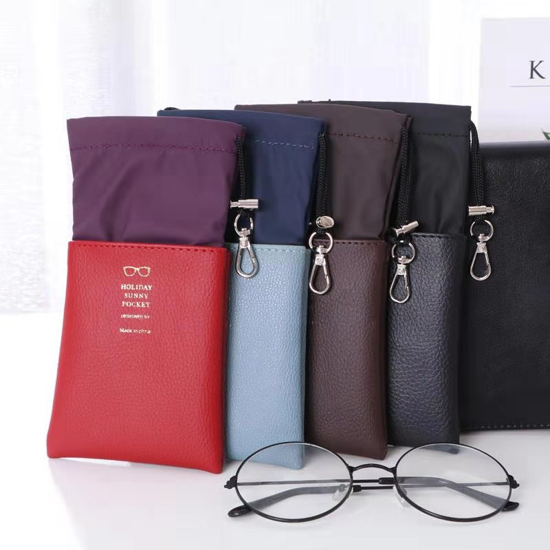 Kelioniniai Aksesuarai Akinių dėklas PU sutraukiamas akinių dėžutės maišeliai akiniams dideliems akiniams nuo saulės Vyrams moterims akinių laikymo maišelis