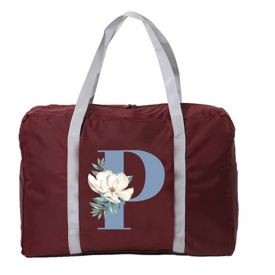 Sklopiva putna torba Ženska putna torba za prtljagu velikog kapaciteta, plava ispis slova, prijenosna torba za noćenje za žene i muškarce