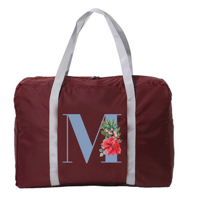 Sklopiva putna torba Ženska putna torba za prtljagu velikog kapaciteta, plava ispis slova, prijenosna torba za noćenje za žene i muškarce