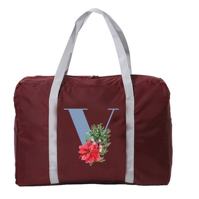 Sklopiva putna torba Ženska putna torba za prtljagu velikog kapaciteta, plava ispis slova, prijenosna torba za noćenje za žene i muškarce