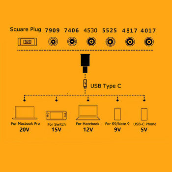 Адаптер с тънък накрайник, конвертор, конектор за лаптоп за Lenovo Hp Asus 7.4*5.0 7.9*5.5 4.0*1.7mm женски към USB тип C PD зарядно мъжко