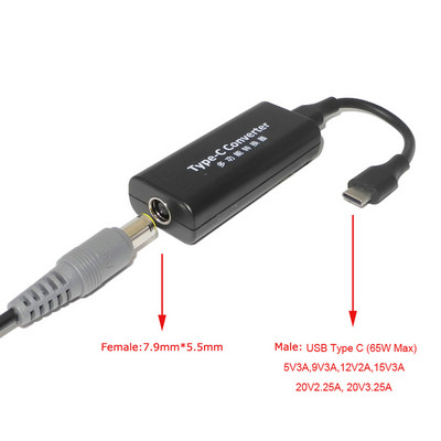 Slim Tip Adapter Converter Laptop Connector za Lenovo Hp Asus 7.4*5.0 7.9*5.5 4.0*1.7mm Ženski na USB tip C PD punjač Muški