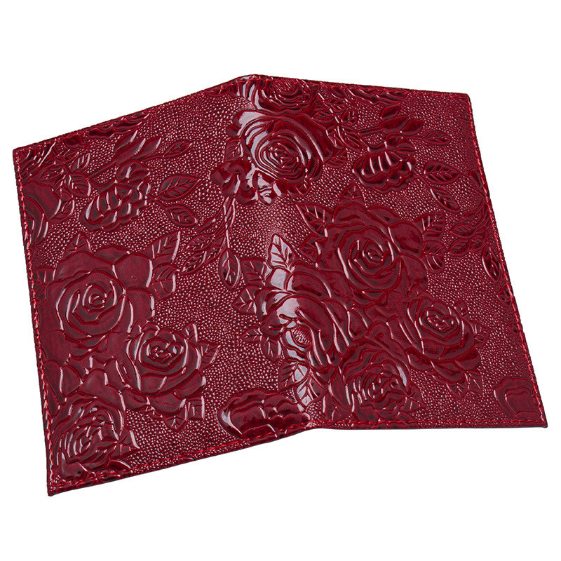 Trimatis bijūnų gėlių paso laikiklis PU paso dangtelis Natūralios odos paso krepšio bilietų laikiklio kelionių priedai