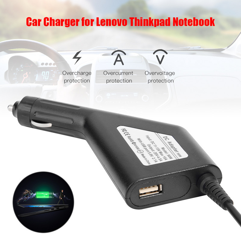 Klēpjdatora automašīnas lādētājs 90W 20V 4,5A strāvas adapteris Lenovo Thinkpad piezīmjdatora klēpjdatora automašīnas lādētājs Lenovo Thinkpad