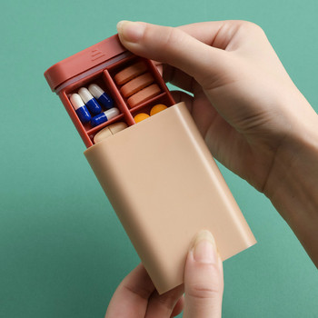 Държач за кутия за хапчета за пътуване Седмична кутия за съхранение на лекарства Органайзер Контейнер Дозатор за таблетки за лекарства Независим решетъчен калъф за хапчета