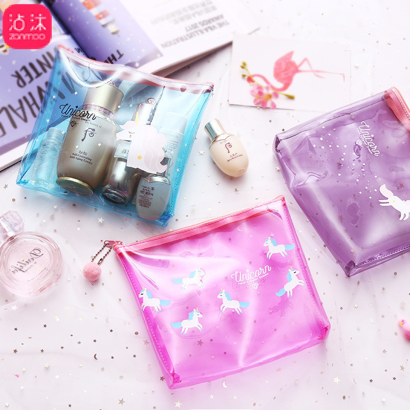 Skaidrus kosmetikos krepšys, nešiojamas mažas, šviežias animacinis skalbimo krepšys mielas permatomas kelioninis laikymo kosmetikos krepšys Kelioniniai aksesuarai