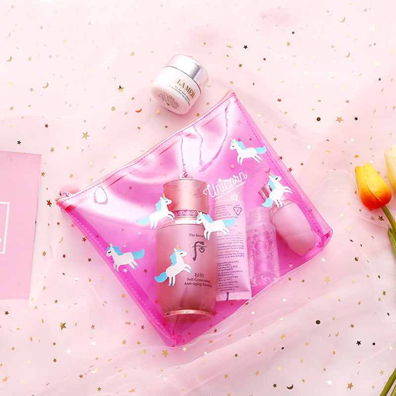 Skaidrus kosmetikos krepšys, nešiojamas mažas, šviežias animacinis skalbimo krepšys mielas permatomas kelioninis laikymo kosmetikos krepšys Kelioniniai aksesuarai