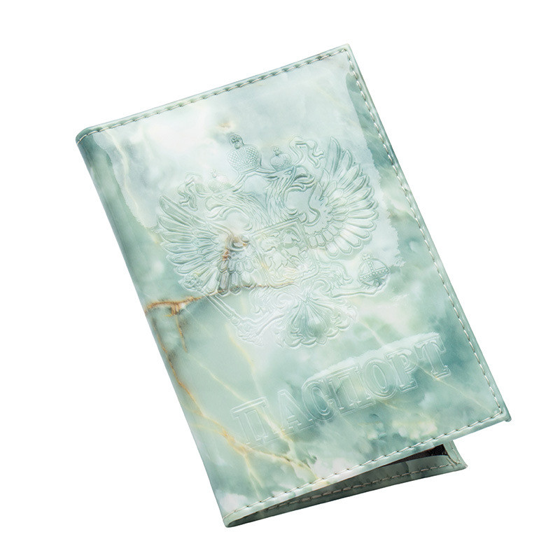 Zoukane Ruski državni grb s utisnutim mramornim kamenim pukotinama Kožna navlaka za putovnicu, torbica, nositelj ulaznice za putovnicu, novčanik za putovnicu ZSPC52
