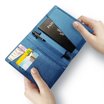 PU кожена корица за паспорт Дамска мъжка чанта за портфейл ID Притежател на кредитна карта Калъф за борден портфейл Аксесоари за пътуване Поставка за паспорт