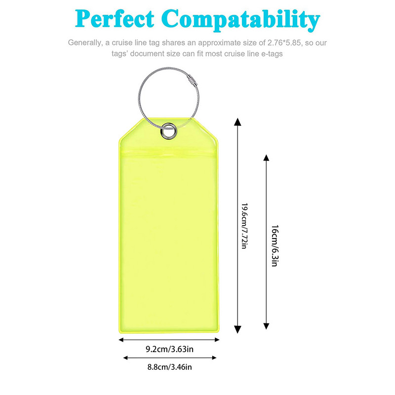 5 vnt pakartotinai uždaromas vandeniui atsparus skaidrus laivo bilietų kortelės rankovės bagažo kruizinių žymų laikiklis užtrauktuko sandarinimo maišelis raktų pakabukas plieninės vielos kabelio kilpa