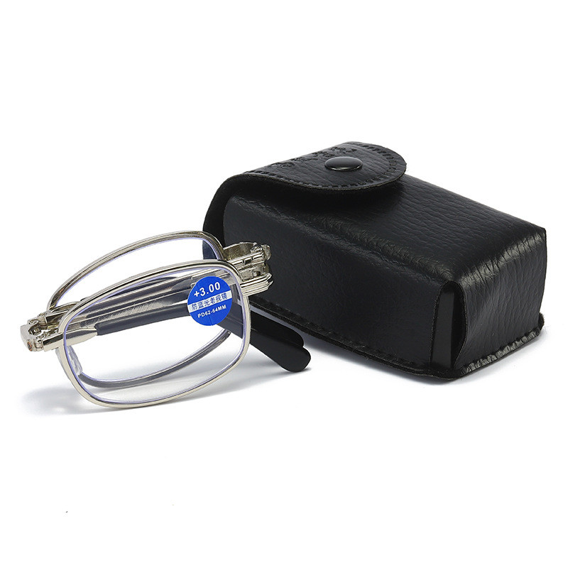 Sulankstomi skaitymo akiniai, kurių dioptrija nuo +1,0 iki +4,0, akiniai nuo mėlynos, šviesios presbiopijos su nešiojamu dėklu Vyriški, moteriški TR90 akiniai