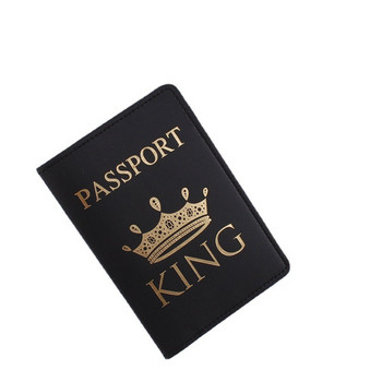 1 τεμ. Διασυνοριακό νέο ασπρόμαυρο δερμάτινο τσάντα εγγράφων με κορώνα Θήκη ταξιδιωτικού διαβατηρίου PU Βιβλίο διαβατηρίου Κάλυμμα διαβατηρίου