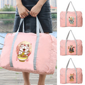 Geantă de călătorie pentru femei, în aer liber, pentru camping, depozitare bagaje, articole de toaletă, accesorii, genți pliabile cu fermoar, geantă de mână cu imprimeu de pisici din Japonia