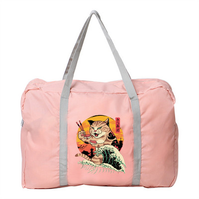 Geantă de călătorie pentru femei, în aer liber, pentru camping, depozitare bagaje, articole de toaletă, accesorii, genți pliabile cu fermoar, geantă de mână cu imprimeu de pisici din Japonia