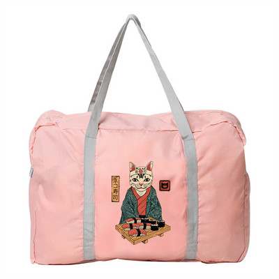 Geantă de călătorie pentru femei, în aer liber, pentru camping, depozitare bagaje, articole de toaletă, accesorii, genți pliabile cu fermoar, geantă de mână cu imprimeu de pisici din Japonia
