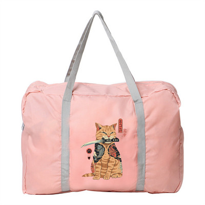 Geantă de călătorie pentru femei, în aer liber, pentru camping, depozitare bagaje, articole de toaletă, accesorii, genți pliabile cu fermoar, geantă de mână cu imprimeu de pisici din Japonia