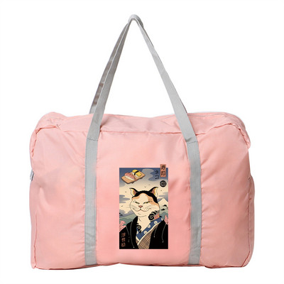 Geantă de călătorie pentru femei, în aer liber, pentru camping, depozitare bagaje, articole de toaletă, accesorii, genți pliabile cu fermoar, geantă de mână cu imprimeu de pisici din Japonia