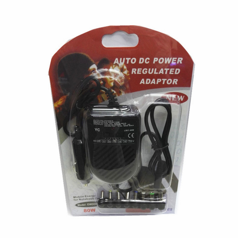 Novi univerzalni DC 80W adapteri za automobilski auto punjač, komplet podesivih 8 odvojivih utikača, adapter za napajanje prijenosnog računala