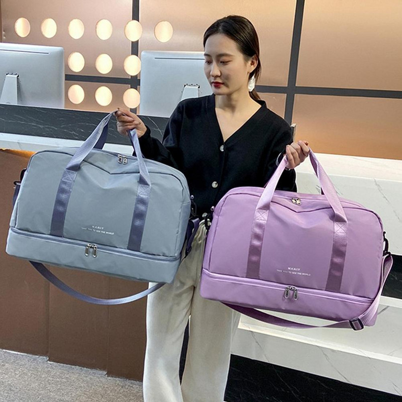 Ženska vikendica velikog kapaciteta, torba za noćenje, platna torba s mokrim džepom, sportska torba za putovanja, teretana, joga, torbe za odlaganje na rame