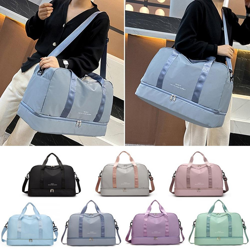 Ženska vikendica velikog kapaciteta, torba za noćenje, platna torba s mokrim džepom, sportska torba za putovanja, teretana, joga, torbe za odlaganje na rame